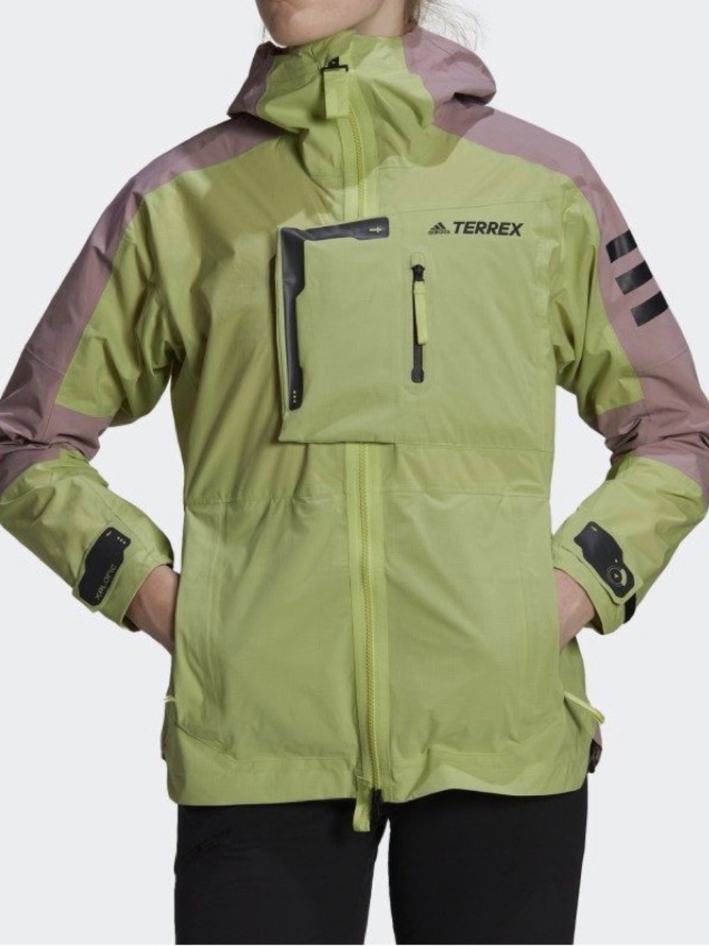 adidas Terrex Xploric RAIN.RDY Hiking Jacket Pulse Lime Mauve Sz 1X NWT